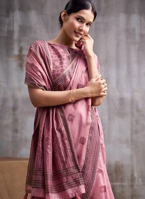 baby pink modal cotton blend casual wear saree 2