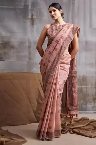 peach modal cotton blend casual wear saree