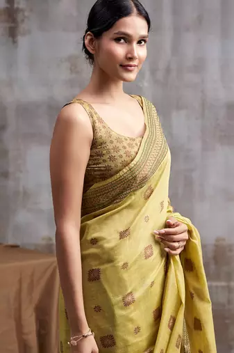 mustard modal cotton blend casual wear saree