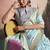 sky blue linen festival wear saree