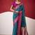 peacock blue soft silk blend with rich woven borders sarees