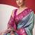 steel blue soft silk blend with rich woven borders sarees
