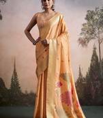 orange linen festival wear saree