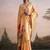 orange linen festival wear saree