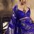 Blue satin dual tone handloom weaving  festival wear saree