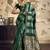 Green satin dual tone handloom weaving  festival wear saree