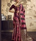 Maroon satin dual tone handloom weaving  festival wear saree