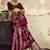 Maroon satin dual tone handloom weaving  festival wear saree