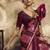Maroon satin dual tone handloom weaving  festival wear saree