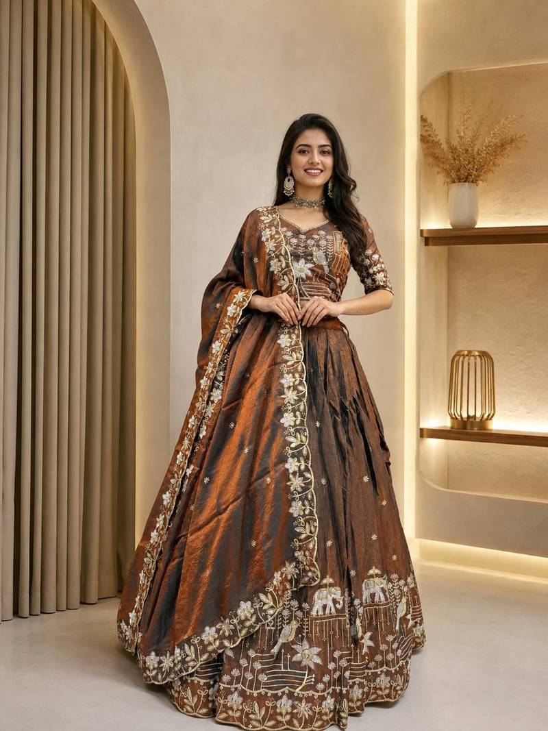Silk Heavy Embroidered Work Lehenga Choli and Dupatta Ready To Wear 