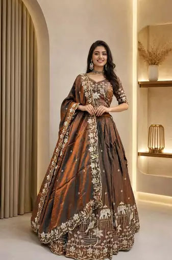 Silk Heavy Embroidered Work Lehenga Choli and Dupatta Ready To Wear 