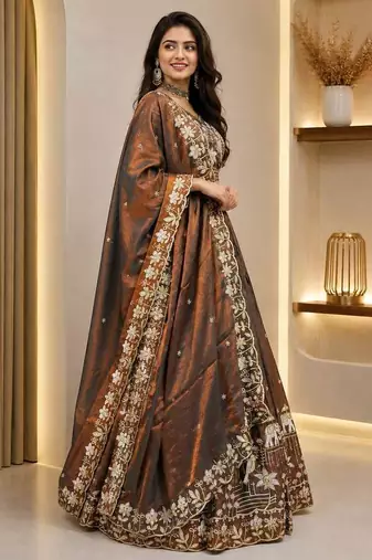Silk Heavy Embroidered Work Lehenga Choli and Dupatta Ready To Wear 