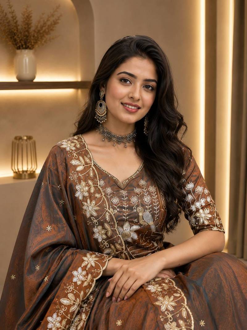 Silk Heavy Embroidered Work Lehenga Choli and Dupatta Ready To Wear 