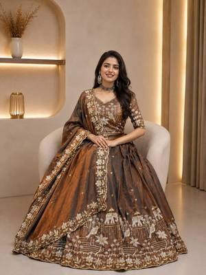 Silk Heavy Embroidered Work Lehenga Choli and Dupatta Ready To Wear  4