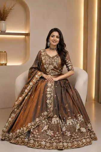 Silk Heavy Embroidered Work Lehenga Choli and Dupatta Ready To Wear 