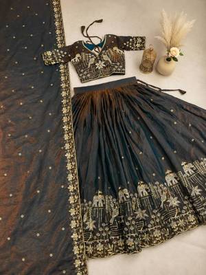 Silk Heavy Embroidered Work Lehenga Choli and Dupatta Ready To Wear  5