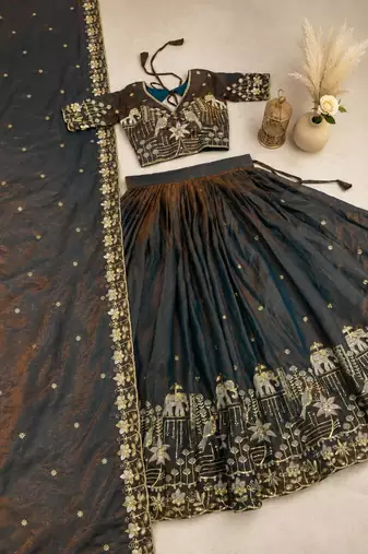 Silk Heavy Embroidered Work Lehenga Choli and Dupatta Ready To Wear 