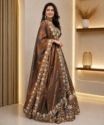 Silk Heavy Embroidered Work Lehenga Choli and Dupatta Ready To Wear  6
