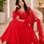 Red Georgette Fully Flared Embroidery Sequin work  3pc Suit 