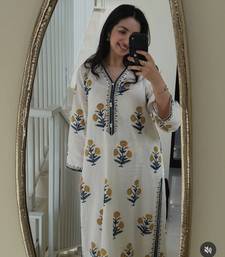 White Cotton Prosean Printed Kurta Palazzo and Dupatta 3pc set