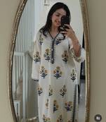 White Cotton Prosean Printed Kurta Palazzo and Dupatta 3pc set