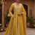 Mustard silk cotton plain zari woven ethnic kurta set with dupatta