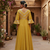 Mustard silk cotton plain zari woven ethnic kurta set with dupatta