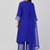Royal-blue georgette embroidered zari woven ethnic kurta set with dupatta