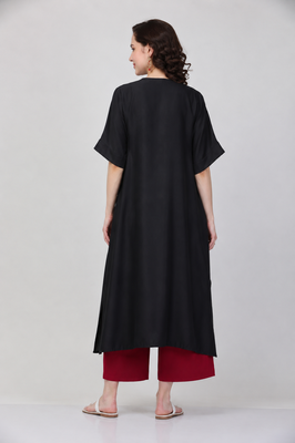 Black cotton plain fancy ethnic kurta palazzo set 2