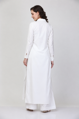 Off white cotton plain fancy ethnic kurta palazzo set 2