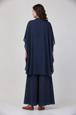 Navy blue georgette plain fancy ethnic kurta palazzo set 2