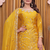 Yellow embroidered sharara suit set for women with scalloped dupatta