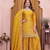 Yellow embroidered sharara suit set for women with scalloped dupatta