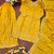 Yellow embroidered sharara suit set for women with scalloped dupatta