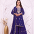 Royal blue embroidered kurti sharara set with scalloped dupatta