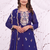 Royal blue embroidered kurti sharara set with scalloped dupatta