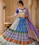 Purple Silk Navratri Lehnega Choli With Dupatta