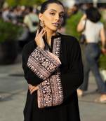 Black cotton poly thread embroidery palazzo set