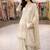 Cream silk blend embroidered palazzo set