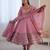 Pink silk blend embroidered flared gown set
