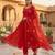 Red georgette embroidered flared gown set