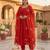 Red georgette embroidered flared gown set