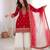 Red silk blend embroidered palazzo set