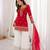 Red silk blend embroidered palazzo set