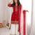 Red silk blend embroidered palazzo set