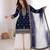 Navy-blue silk blend embroidered palazzo set