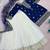 Navy-blue silk blend embroidered palazzo set