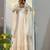 White georgette embroidered flared gown set