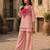 Pink silk blend embroidered palazzo set