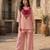 Pink silk blend embroidered palazzo set